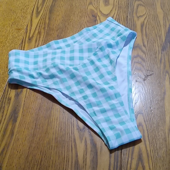 HALARA Womens SMALL BIKINI BOTTOM Beach Resort Vacation Pool NEW Green White - Picture 2 of 5